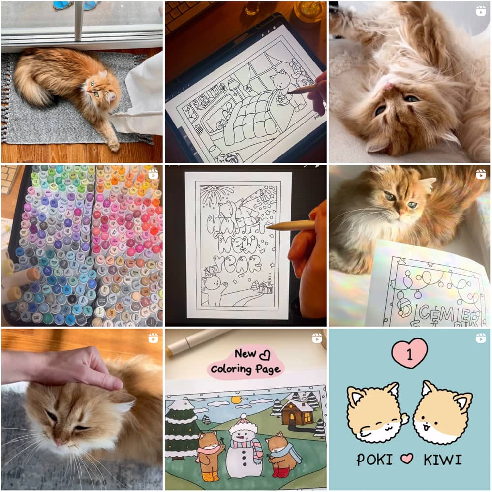 Join Instagram Community of Poki and Kiwi for Coloring fans