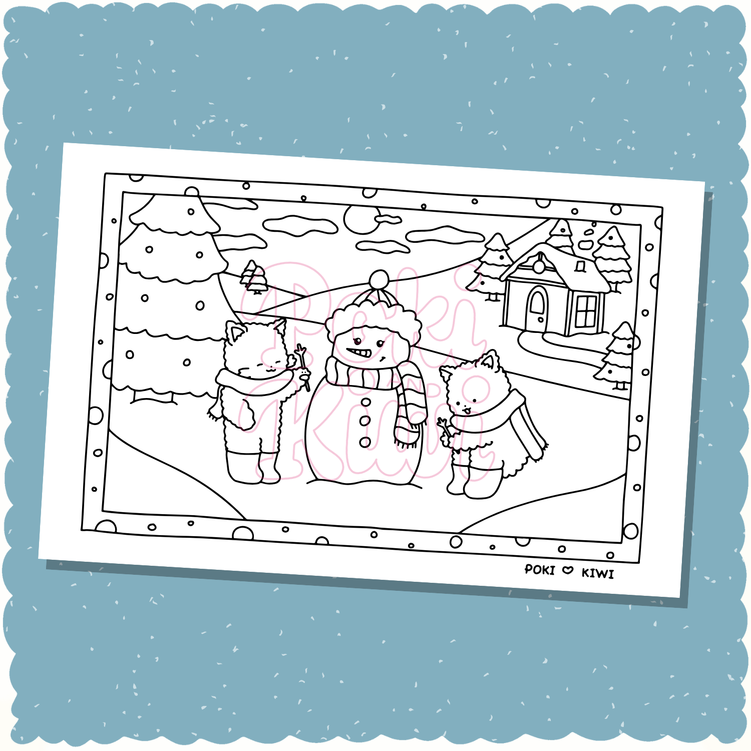 December-Coloring-Pages-Free-Download-Poki-and-Kiwi-Cute-Cats-Building-a-Snowman